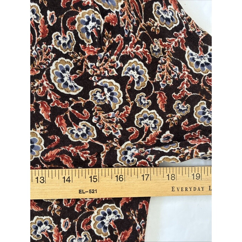 Garnet Hill Merino Wool Cardigan Sweater Small Brown Autumn Floral Luxury Preppy - Picture 7 of 12